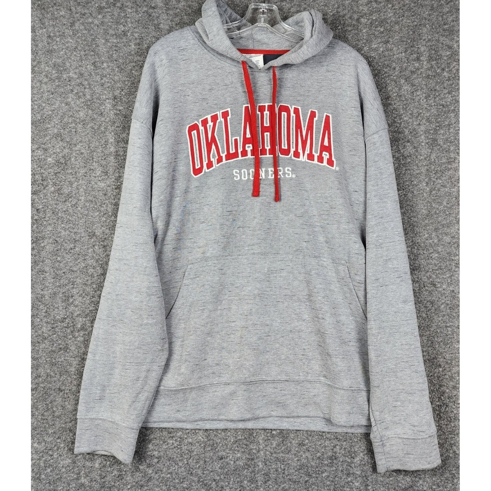 Champion Oklahoma Sooners Hoodie Mens 2XL‎ Grey Space Dye Pullover Sweatshirt